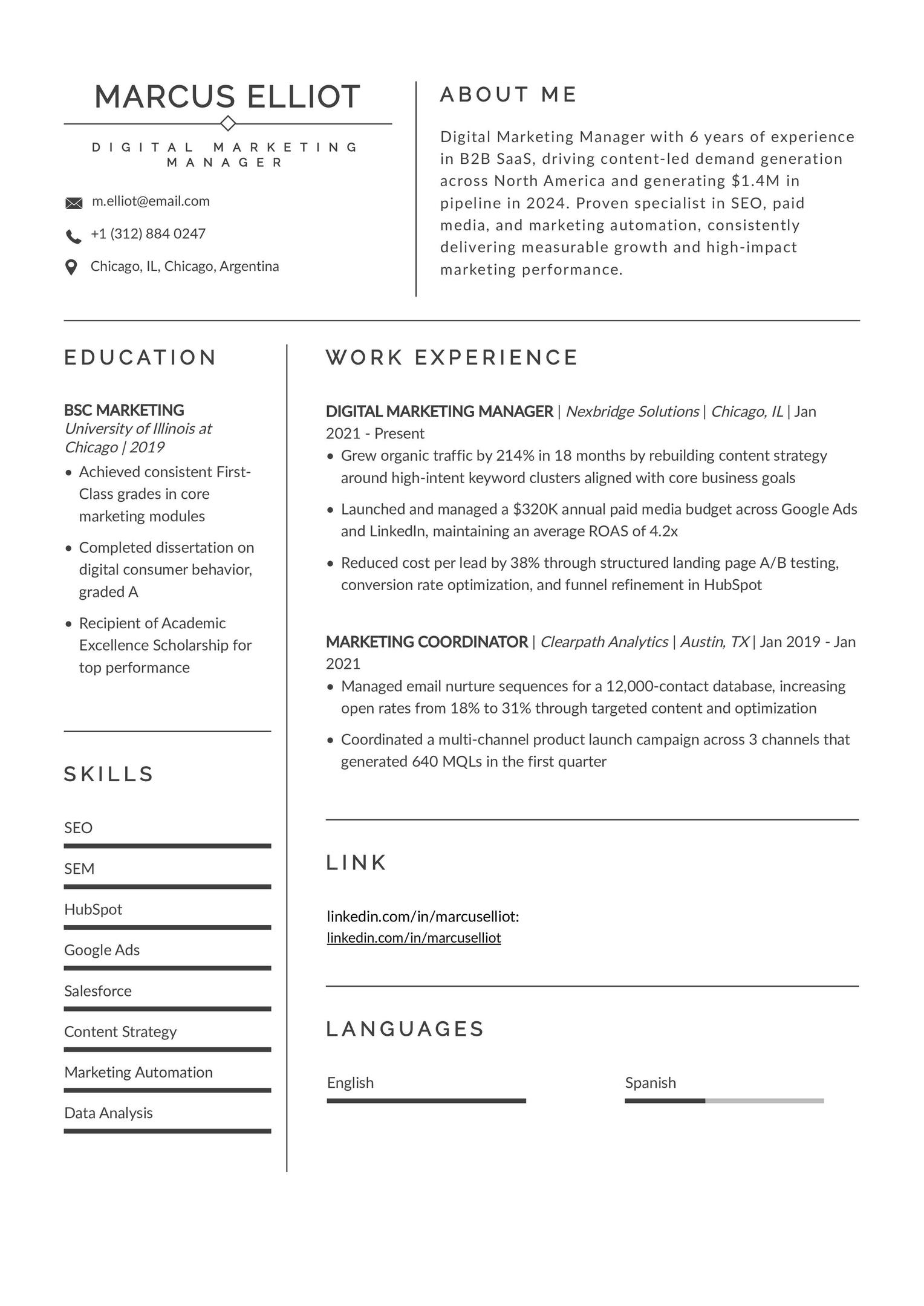 Illustration of a one-page resume free sample
