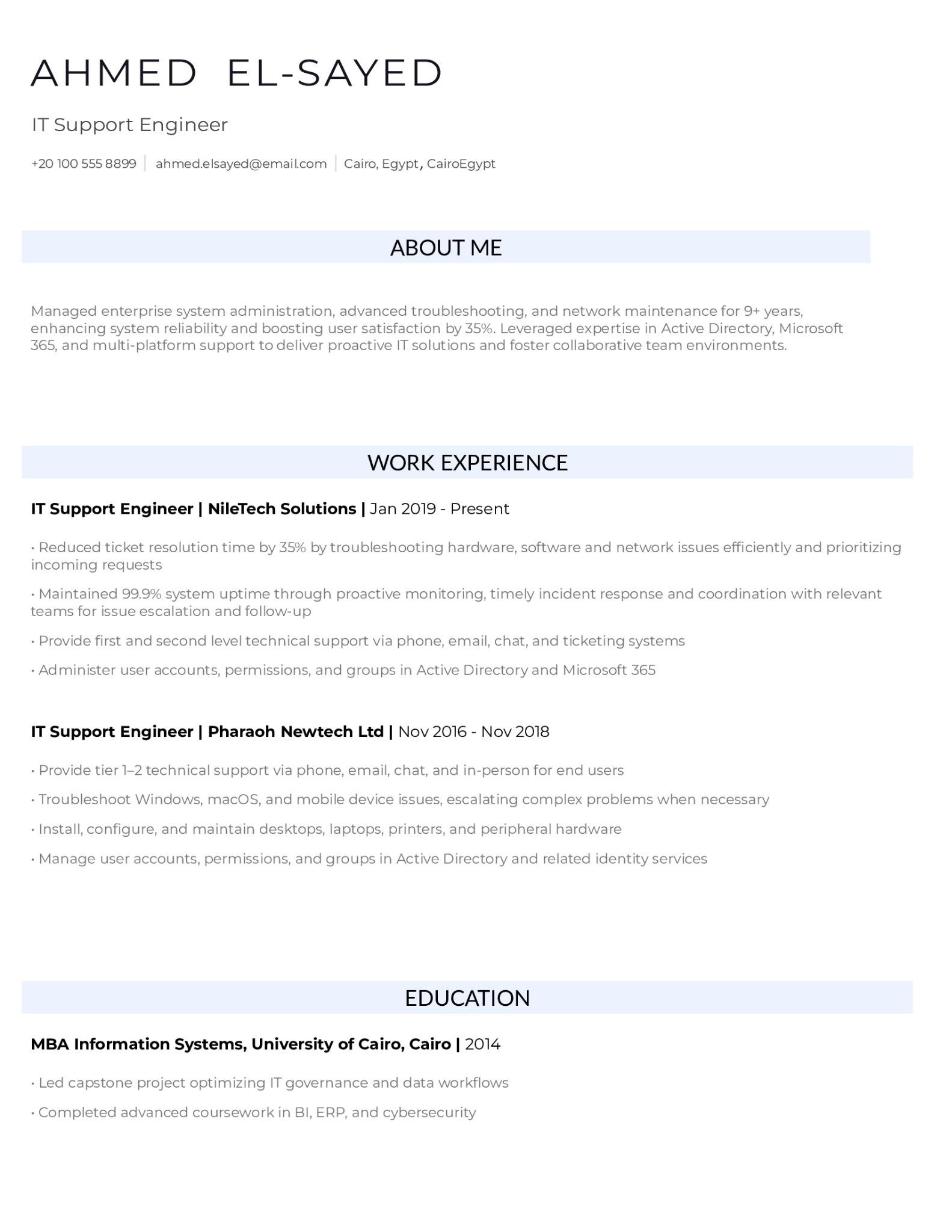 Free minimal ATS Word resume template - single-column, plain .docx
