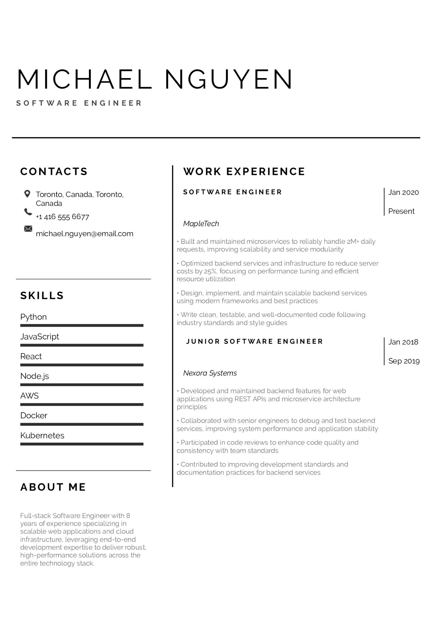 Free technical IT Word resume template – for tech and engineering roles