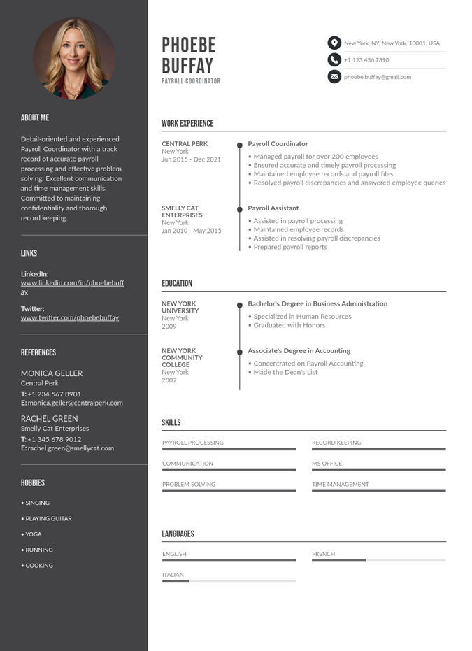 Payroll Manage Resume