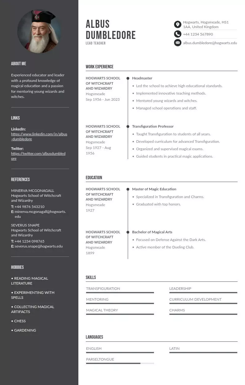 Lead teacher resume