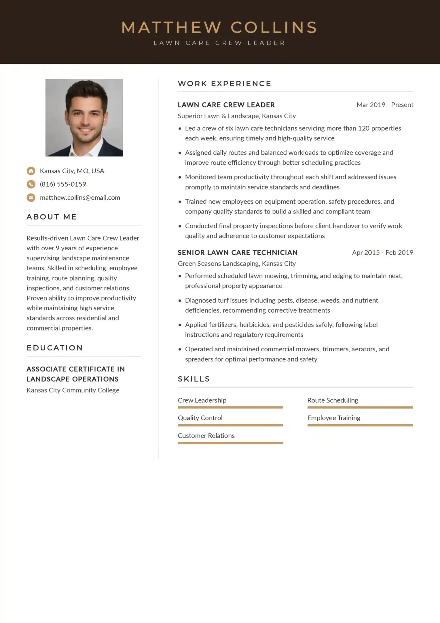 Lawn Care Crew Leader Resume