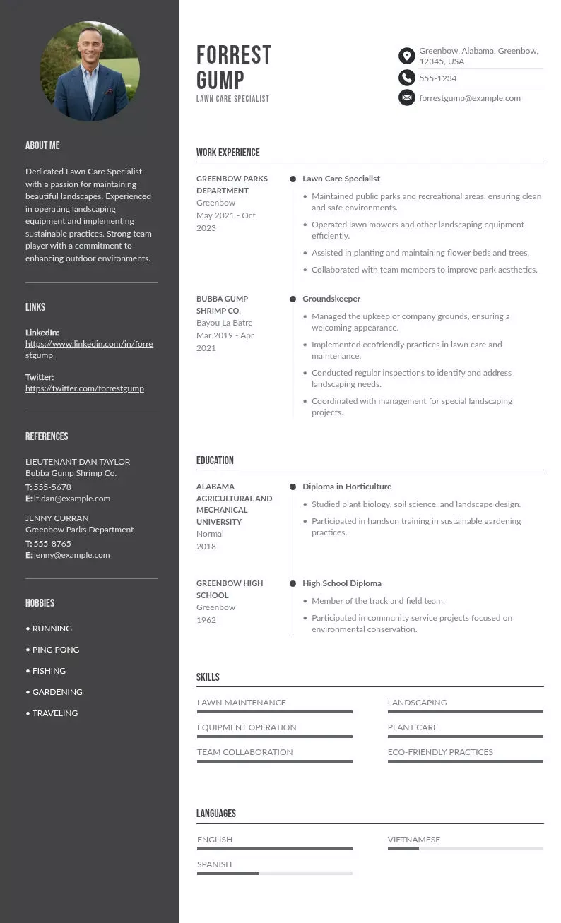 Lawn care specialist resume