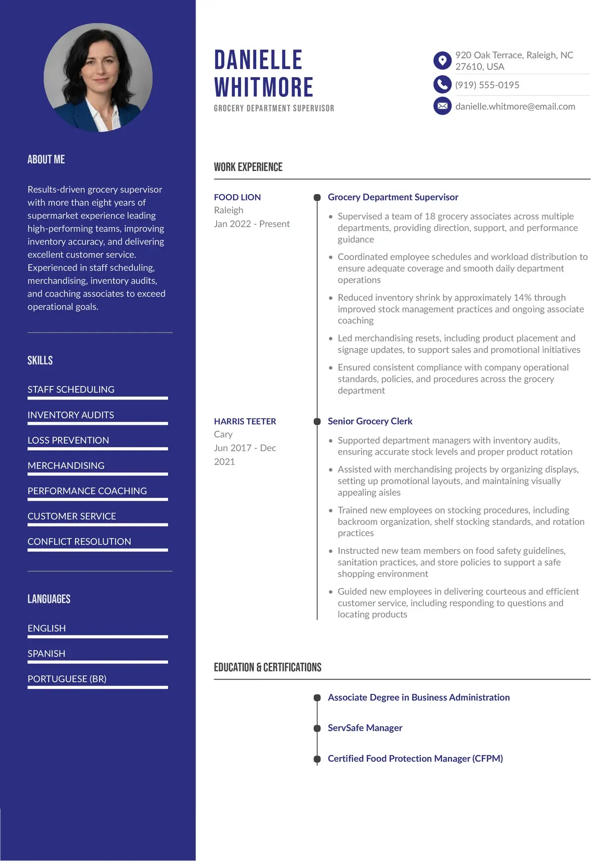 Grocery Store Clerk Supervisor Resume Example