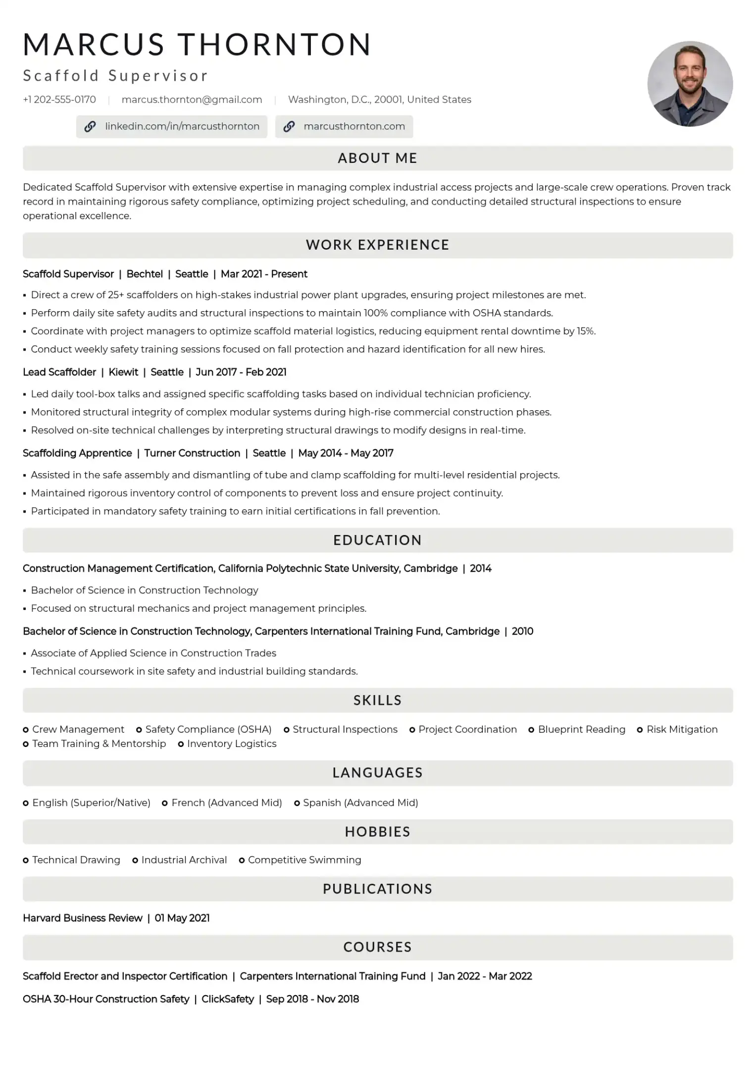 Scaffold Supervisor Resume Example
