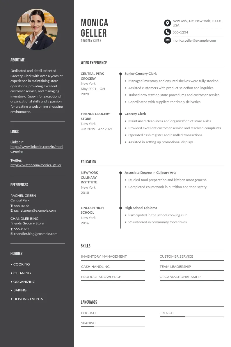 6 Grocery Clerk Resumes: Writing Guide & Examples (2026)