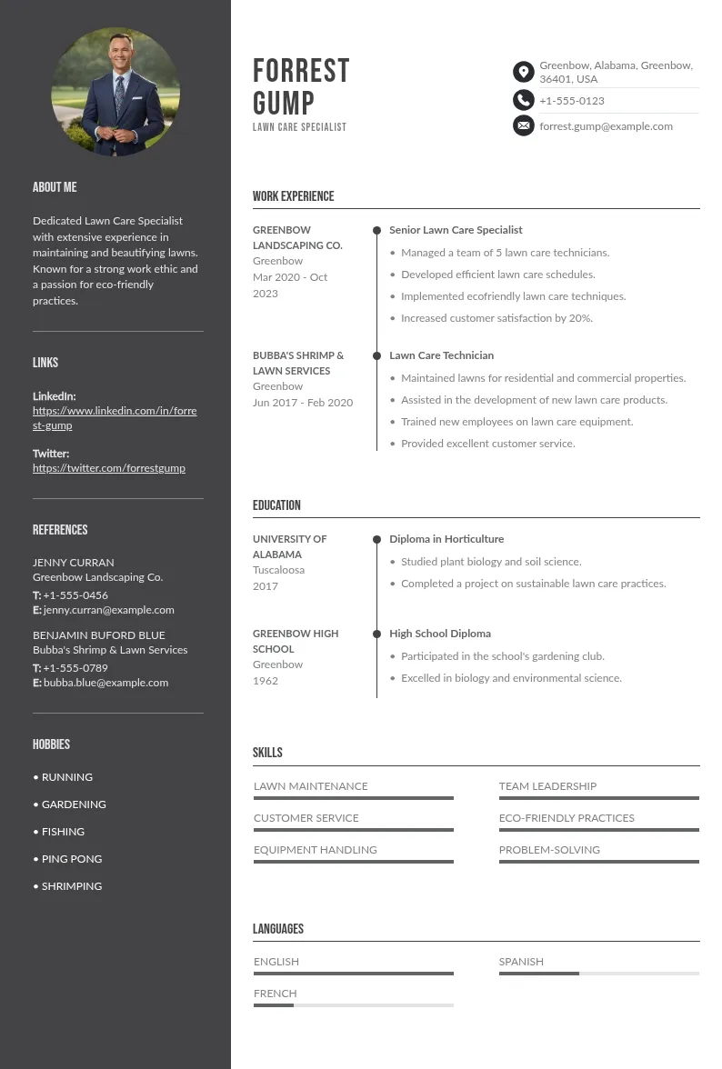 6 Lawn Care Specialist Resume Examples & Writing Guide (2026)