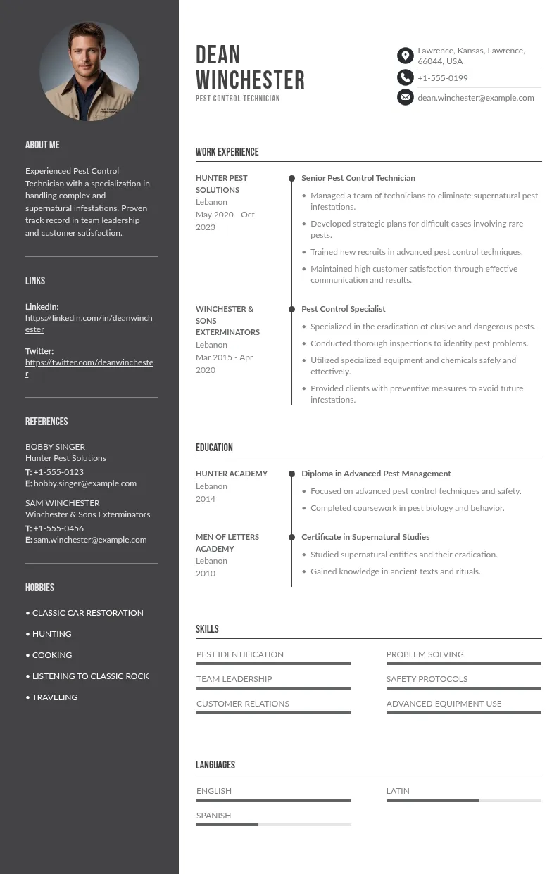 4 Pest Control Technician Resume Examples & Writing Guide for 2026
