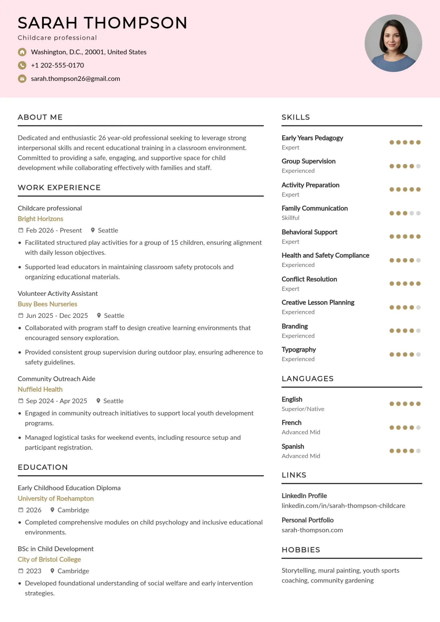 Early Childhood Assistant Resume With No Experience Example