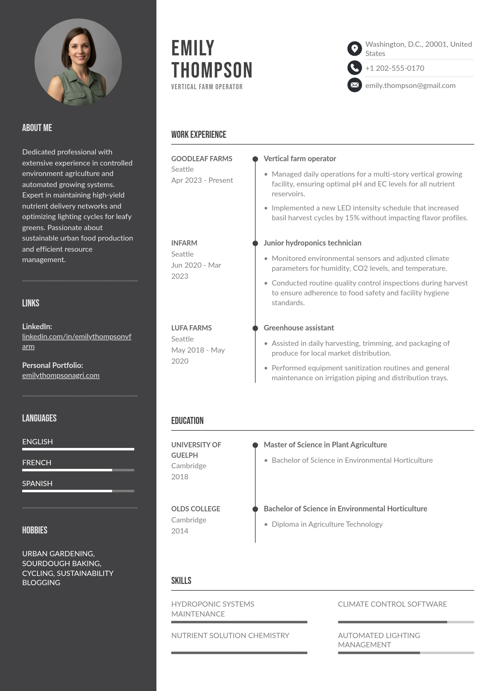 Example Rrsumes Vertical Farm Operator Resume: Skills and Writing Tips