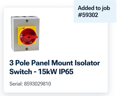 Stock shown with added to job tag