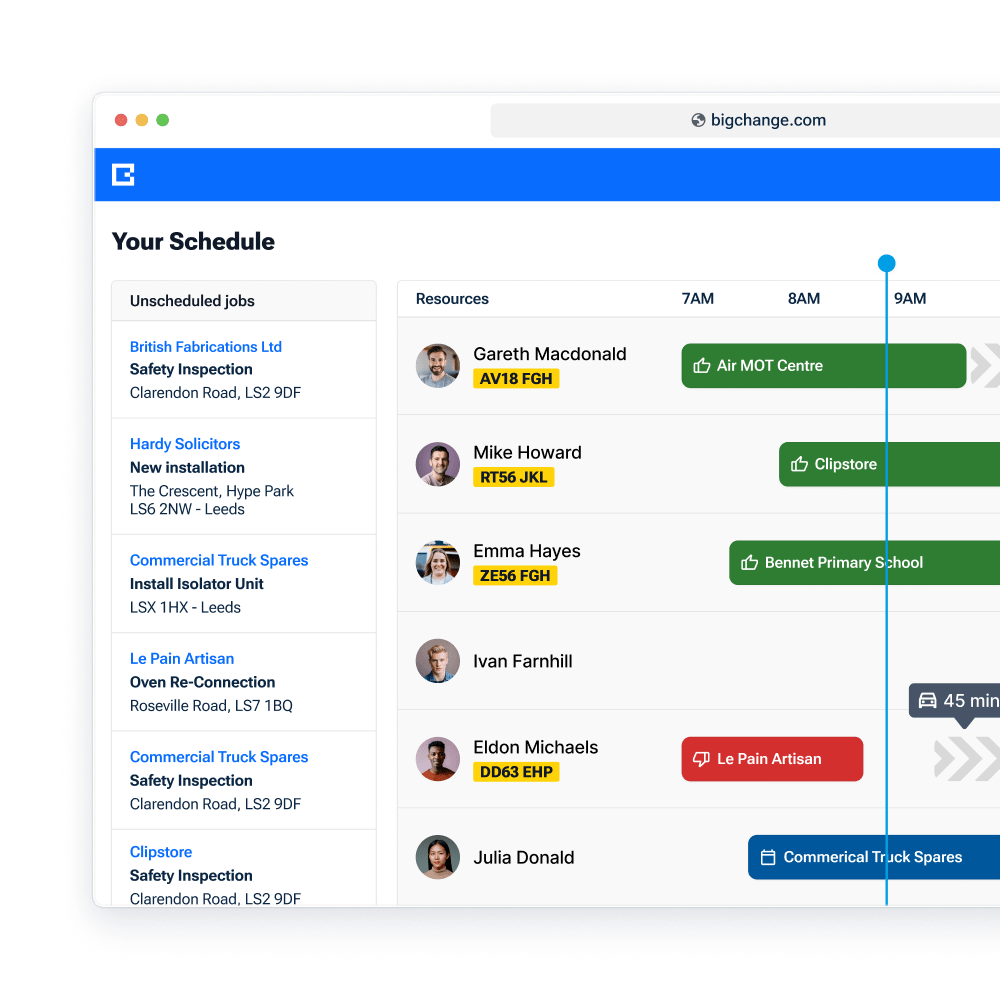 Desktop job schedule shown