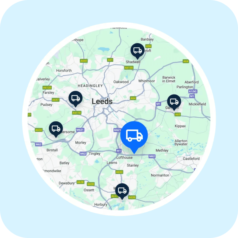 a map displaying a live fleet tracking