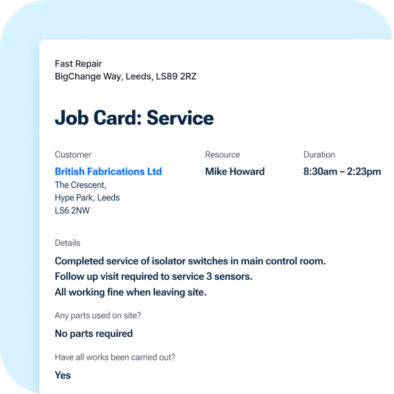 Image of a job card