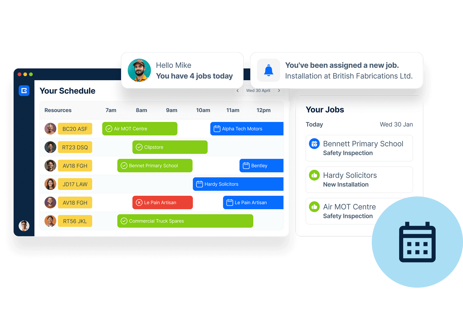 Dashboard showing efficient job scheduling