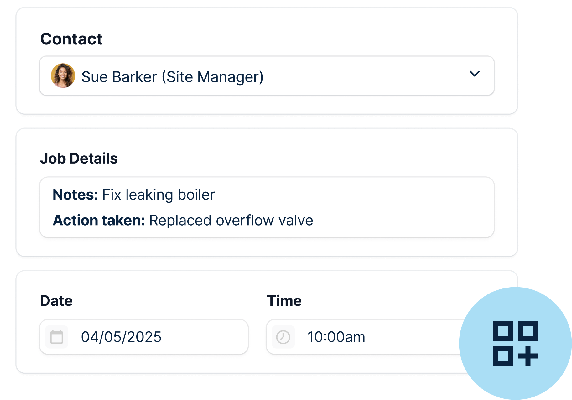 Customer portal with a form to create a new booking