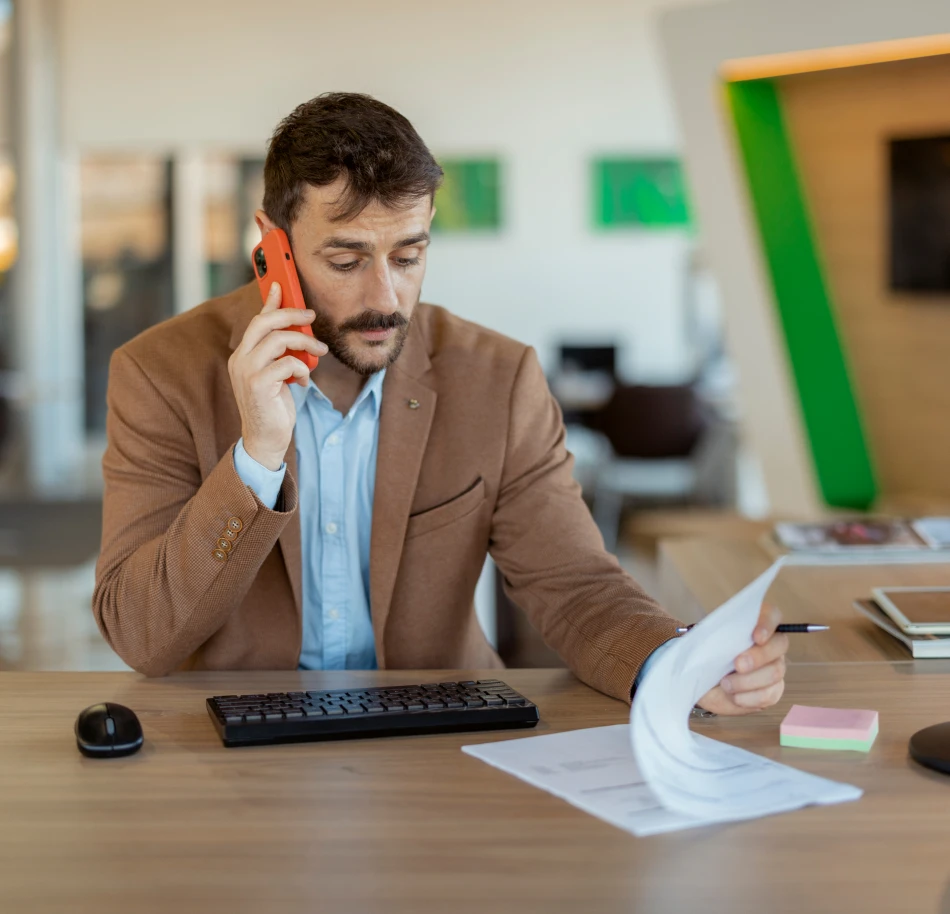 A woman and a man talking