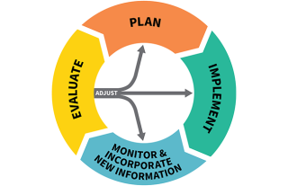 Evaluate, Plan, Implement, Monitor & incorporate new information