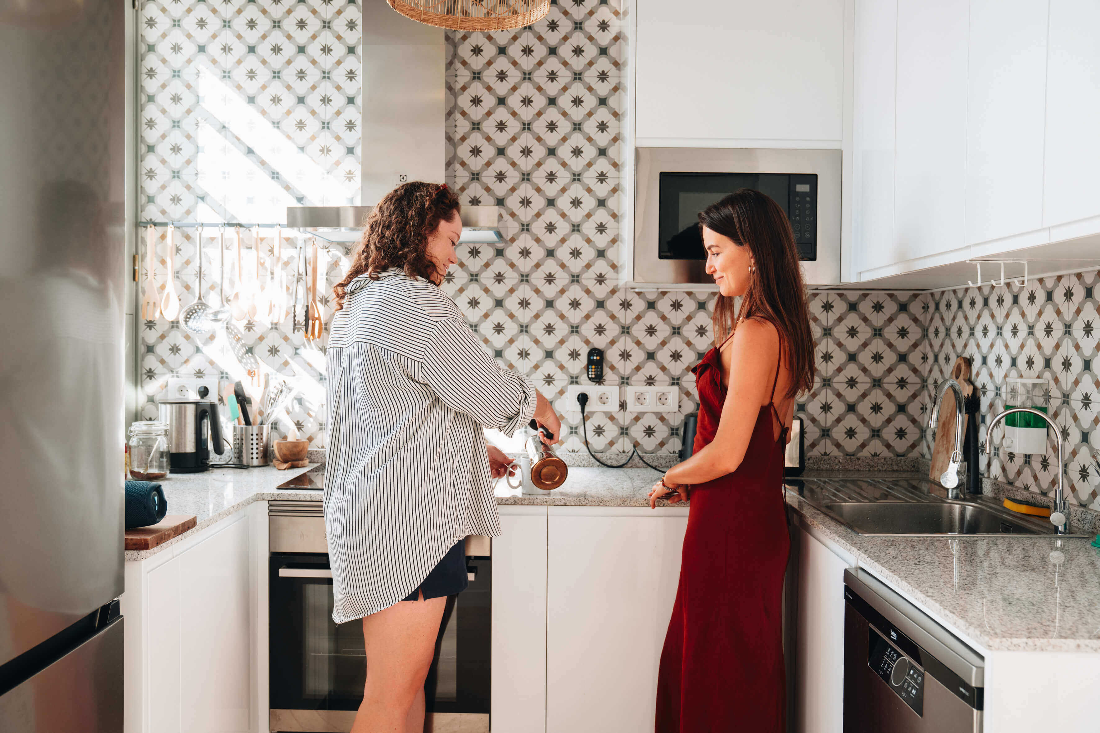 colivers making coffee in our latest coliving in adeje
