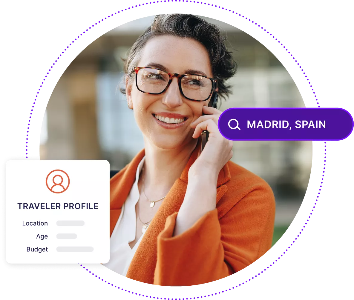 Professional woman talking on a mobile device and smiling