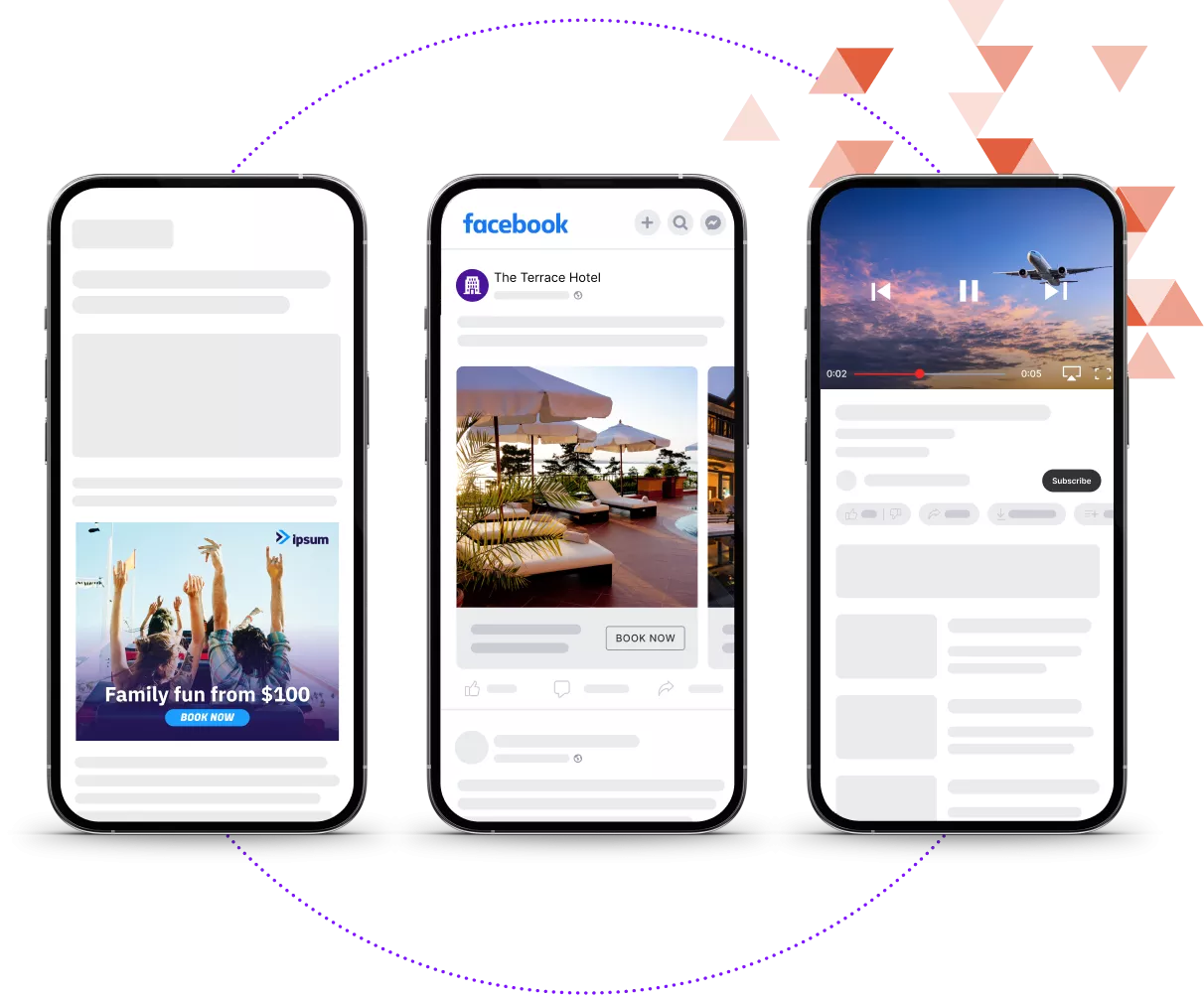 Mobile phones displaying multi-platform marketing measures