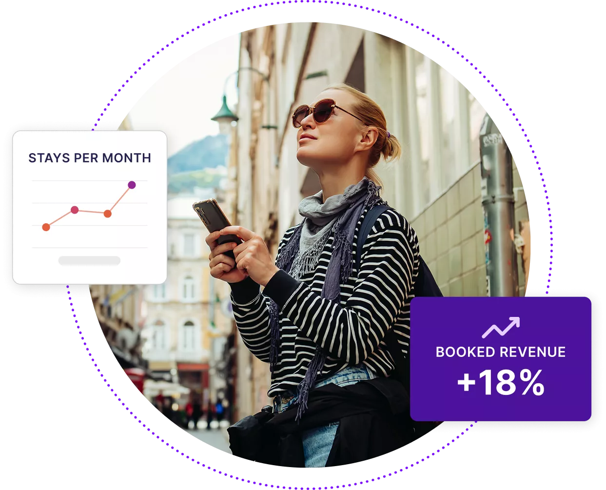 Female tourist holding phone