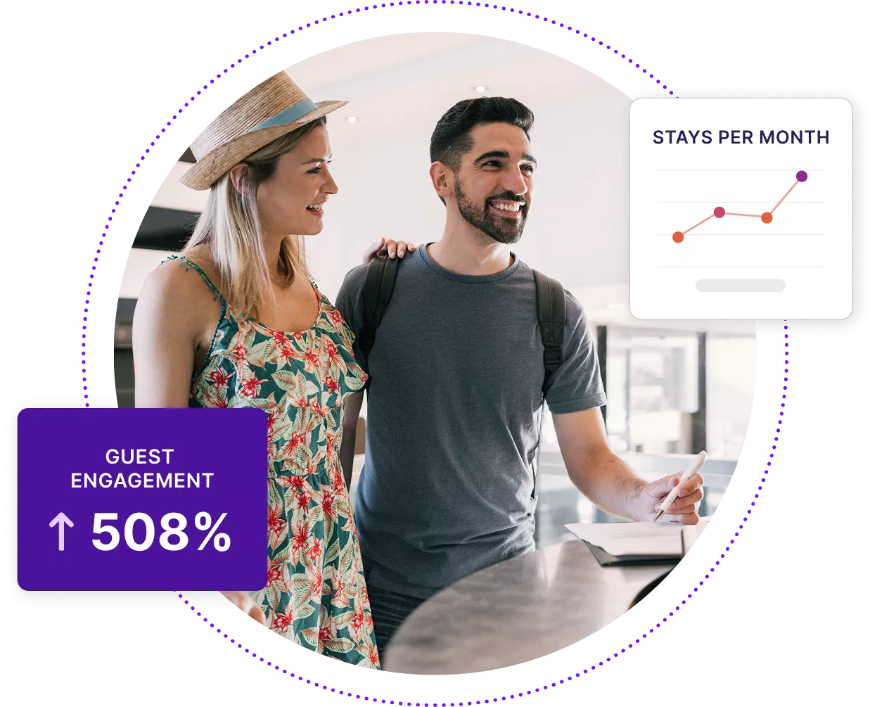 Young couple checking into a hotel