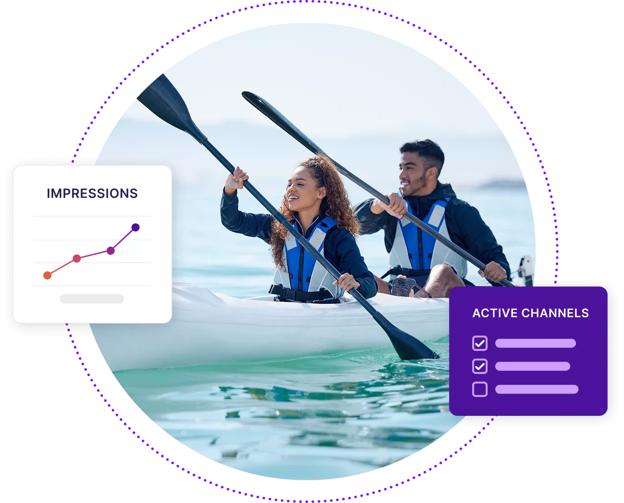 Young man and woman kayaking