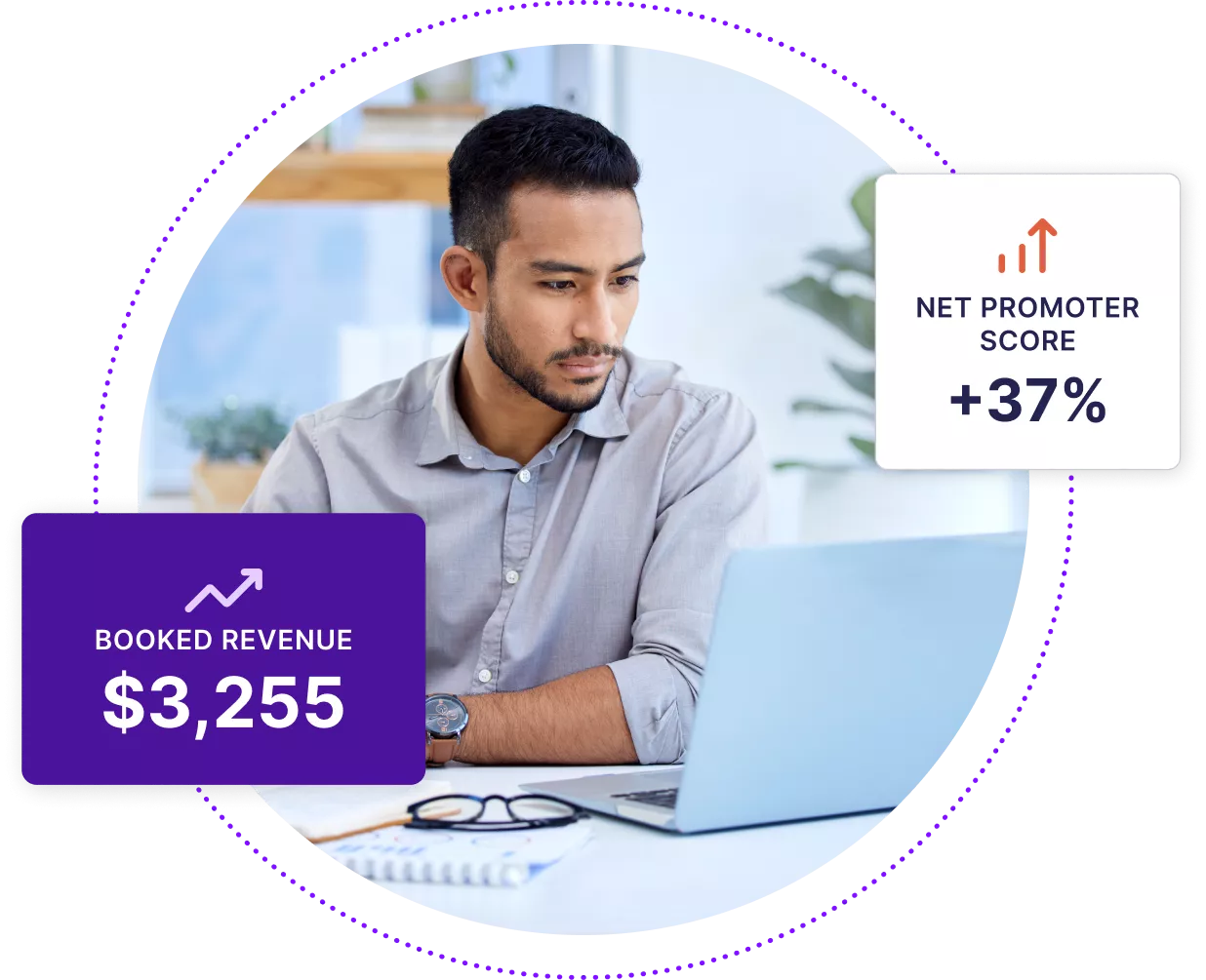 Young businessman looking at a laptop