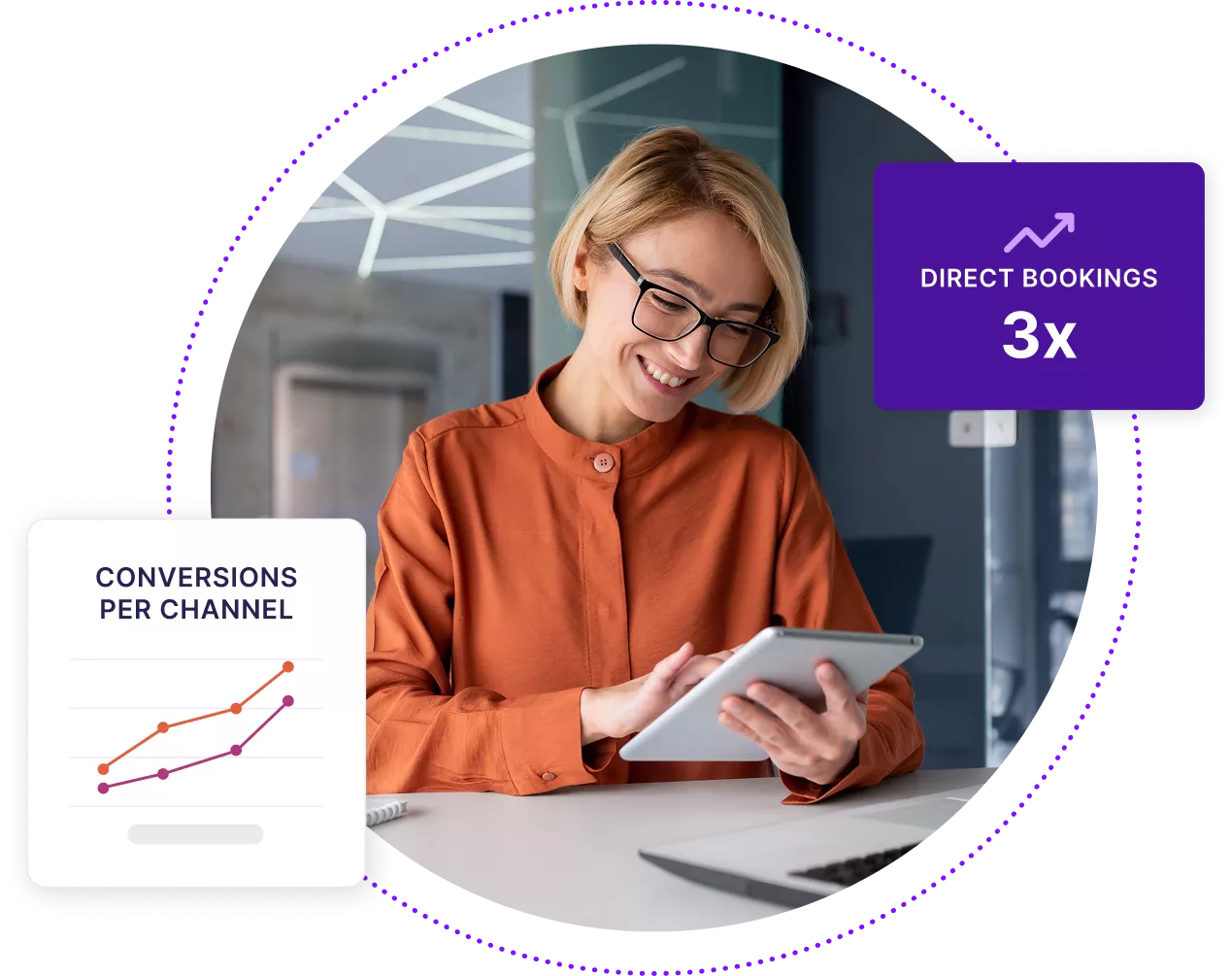 Business woman looking at tablet