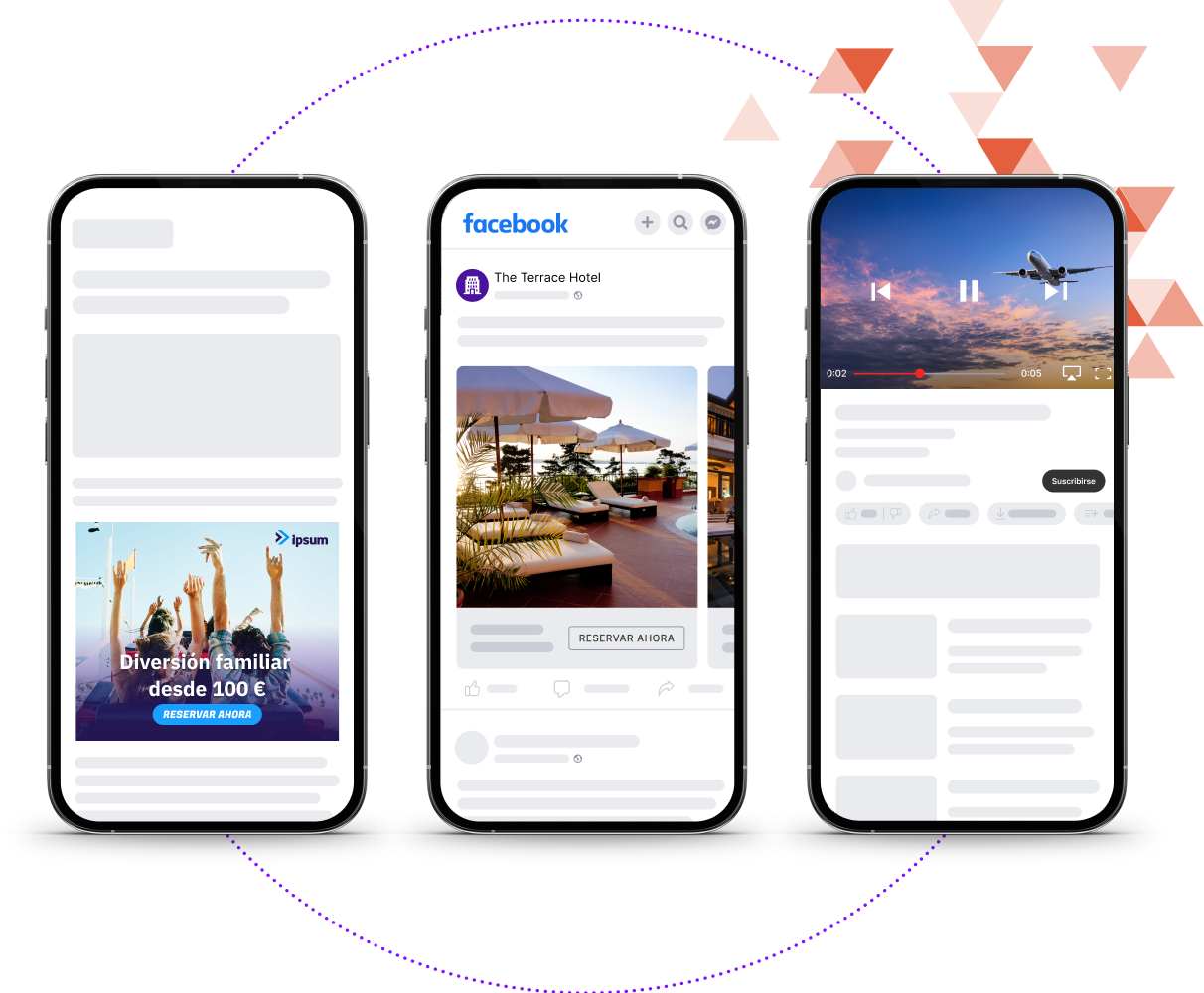 Teléfonos móviles que muestran medidas de marketing multiplataforma
