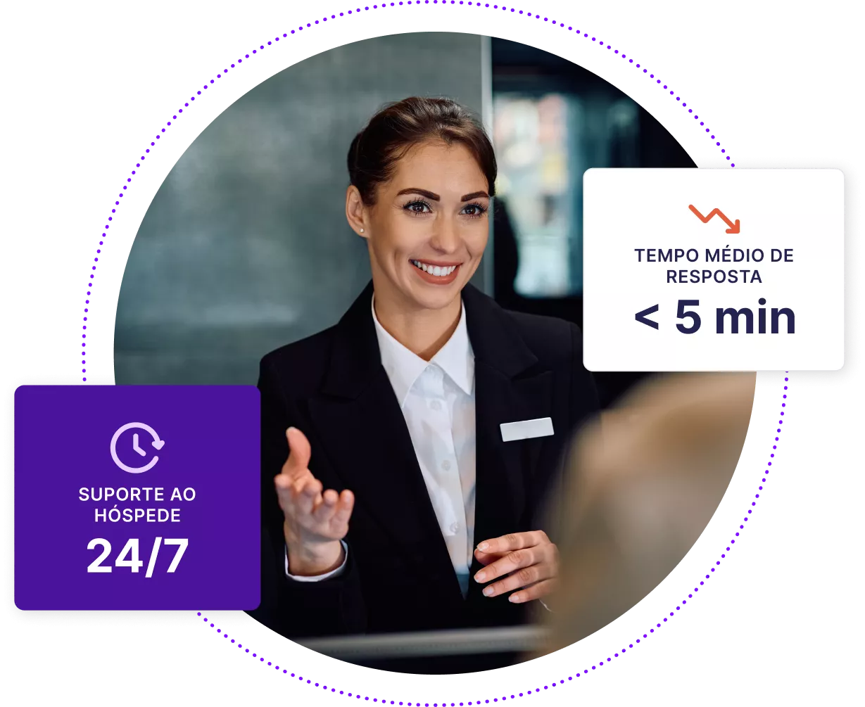 Um concierge de hotel ajudando um cliente