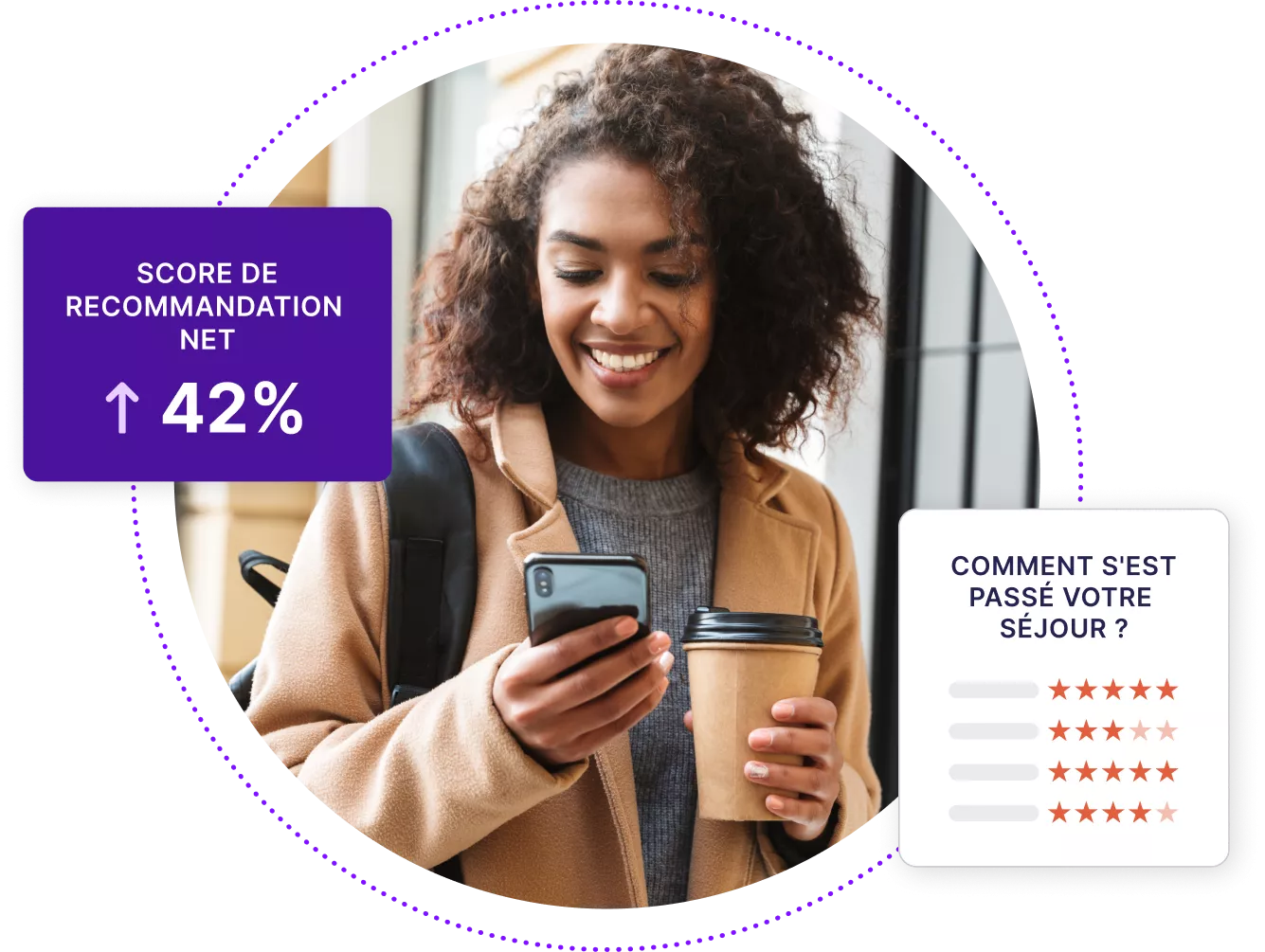 Femme regardant un téléphone portable.