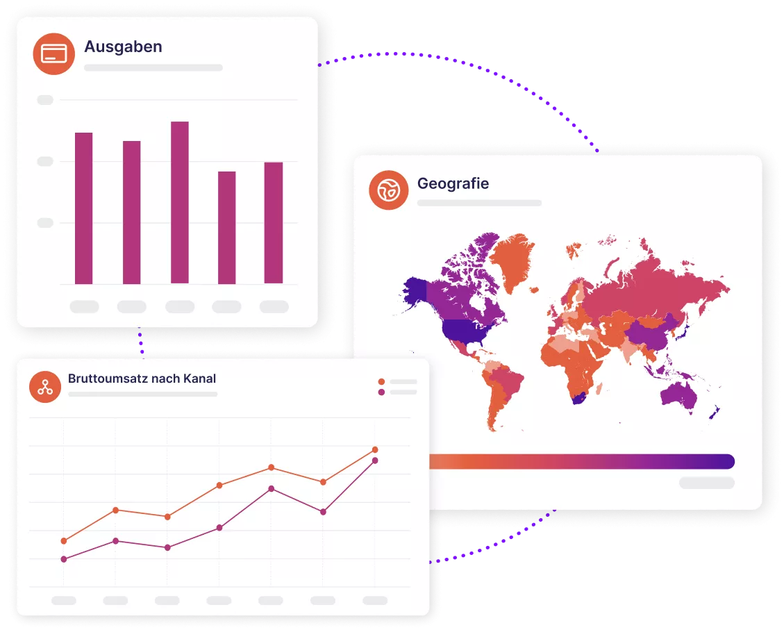 Modell verschiedener Dashboards mit Werbedaten
