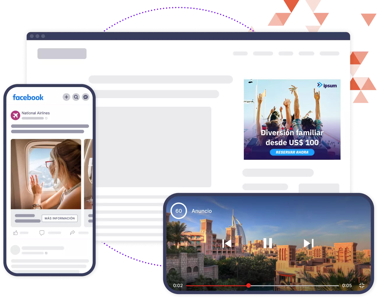 Mockups de anuncios digitales de escritorio y móviles