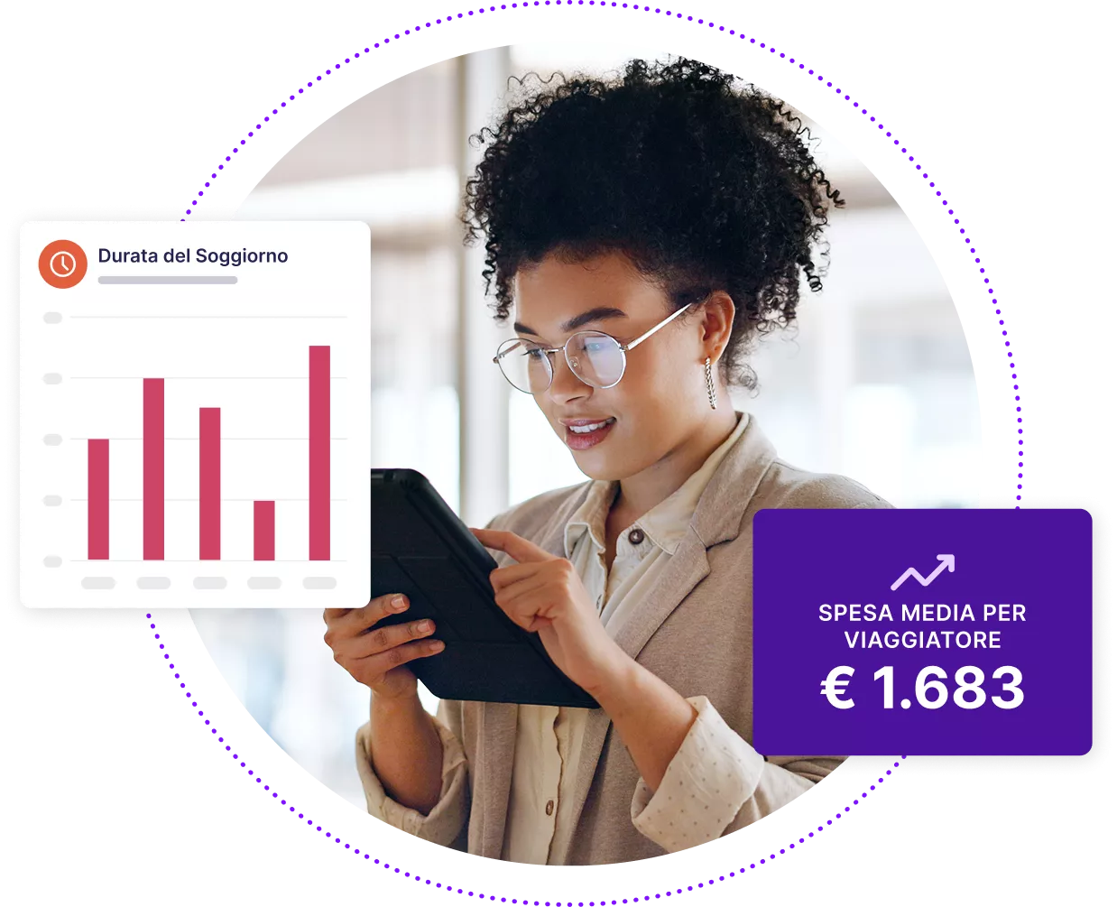 Donna professionista che esamina i dati su un tablet