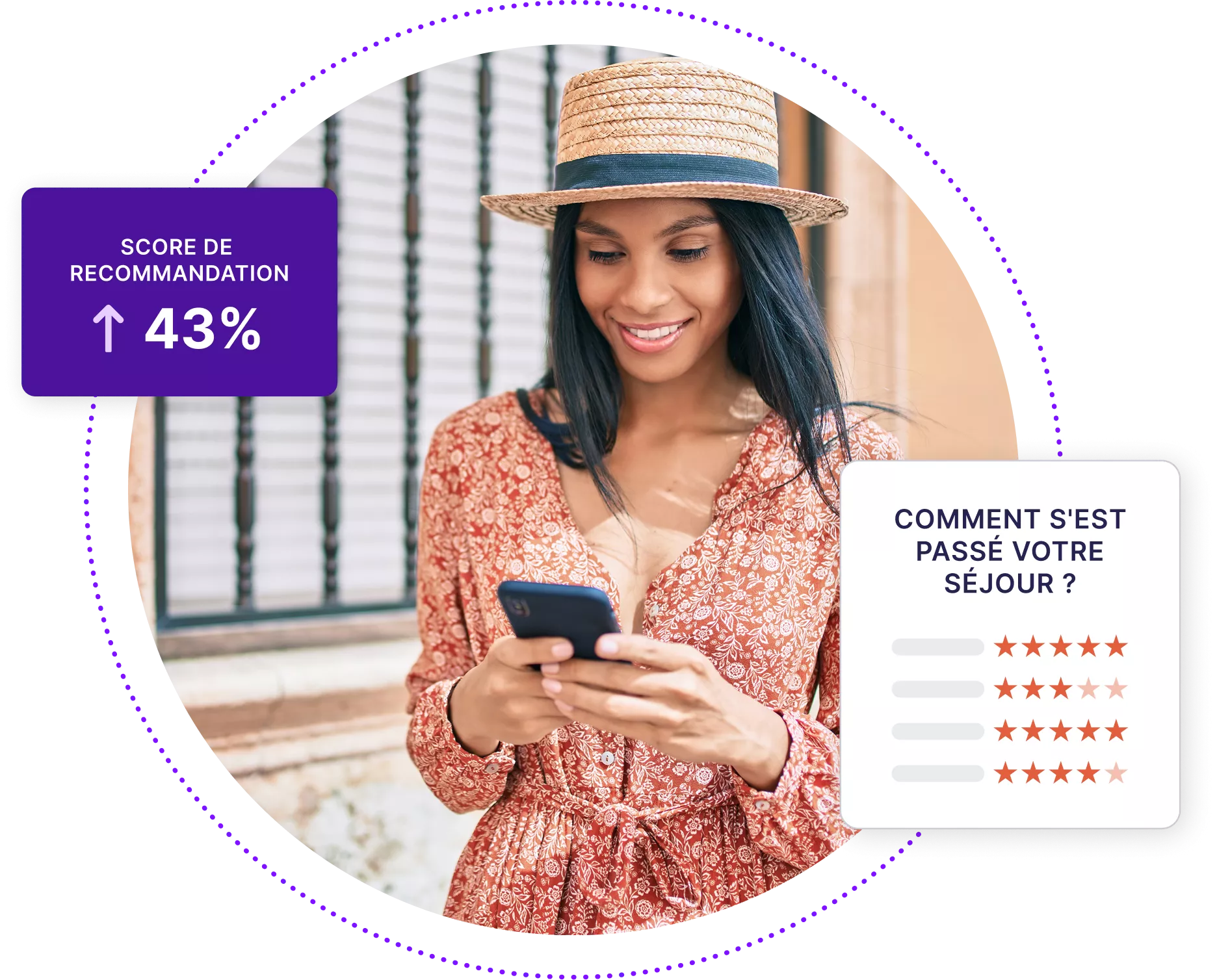 Femme souriante regardant son téléphone