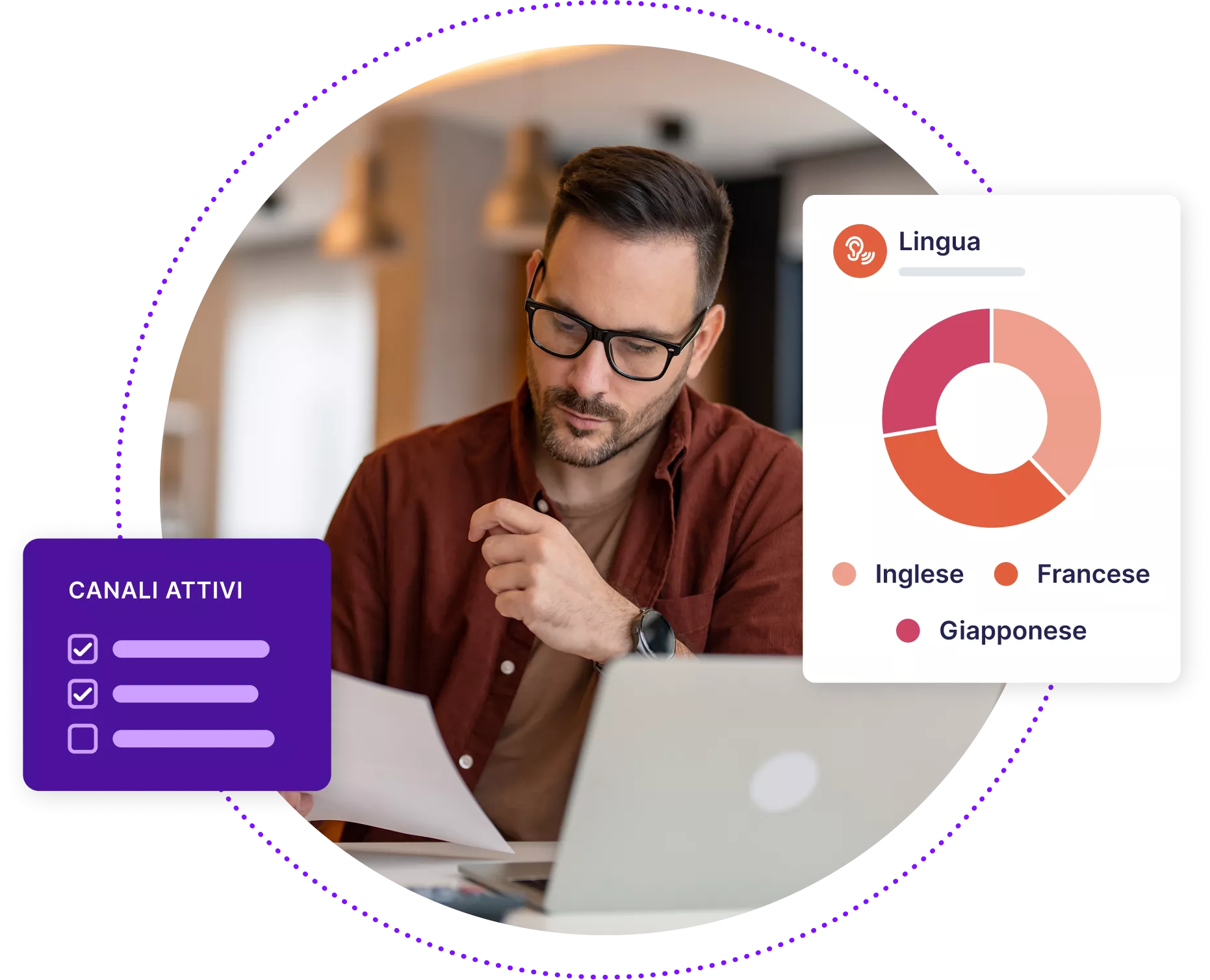 Uomo che guarda i dati su un computer portatile