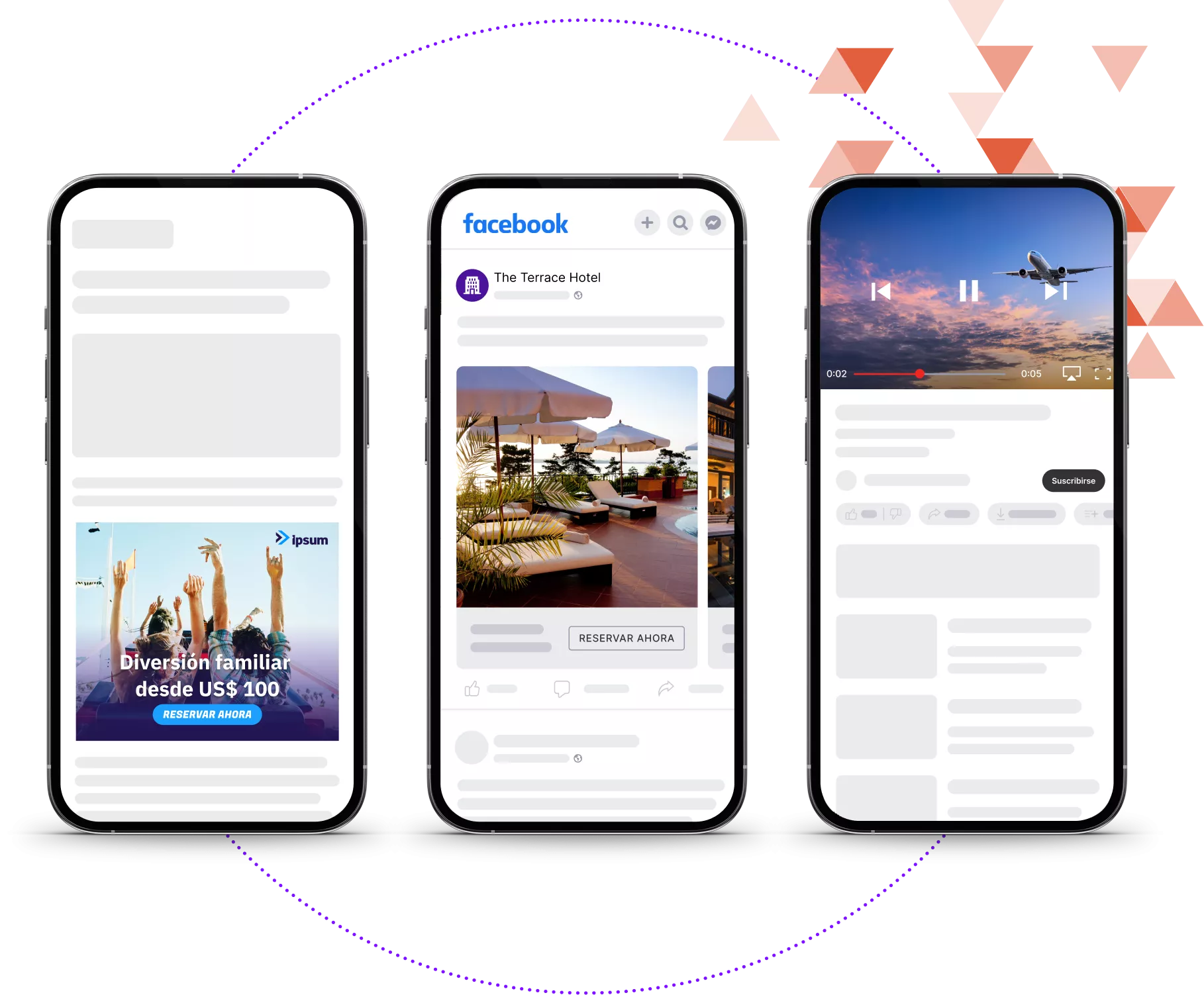 Teléfonos móviles que muestran medidas de marketing multiplataforma