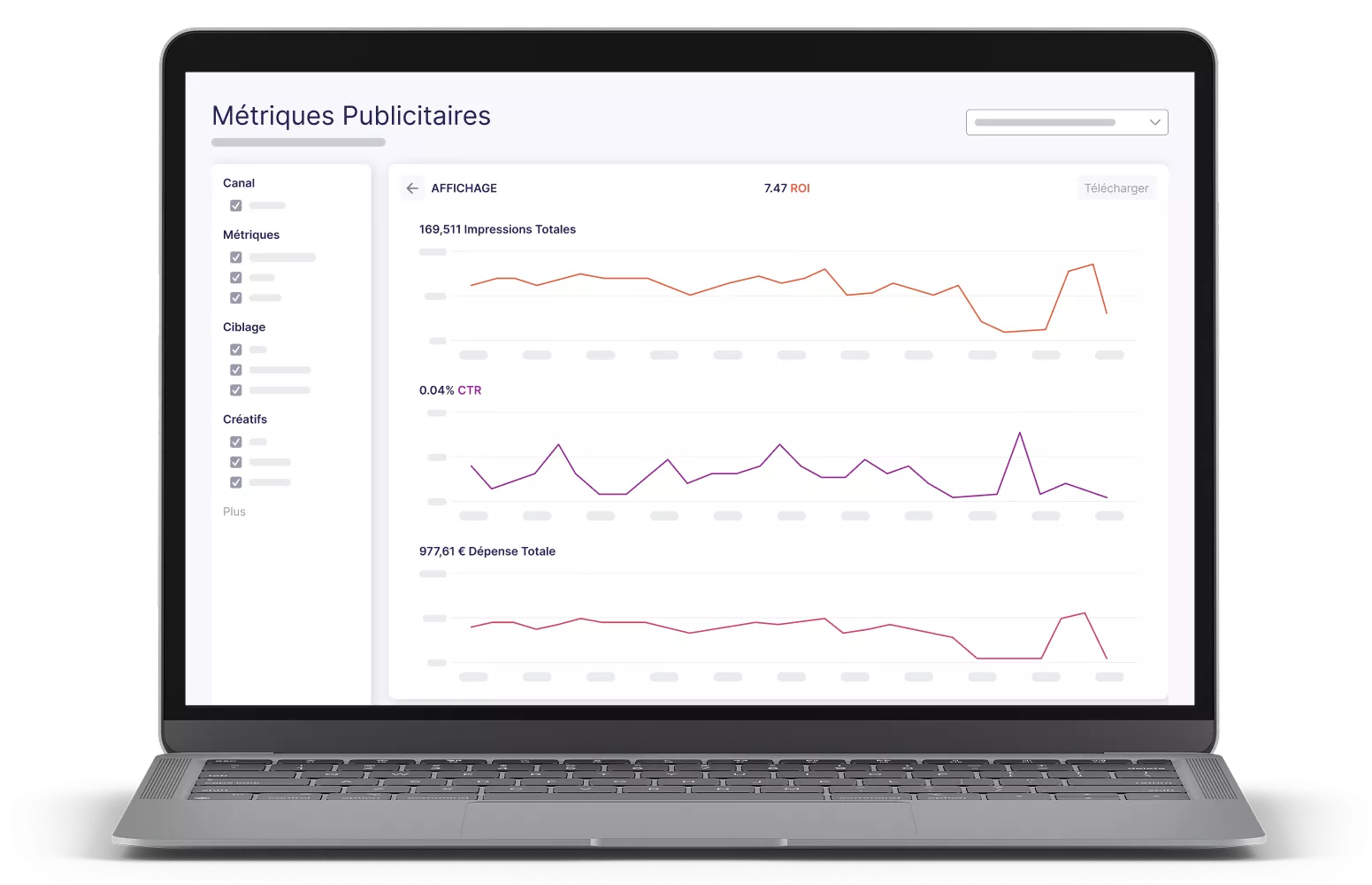 Ordinateur portable affichant la plateforme de Sojern