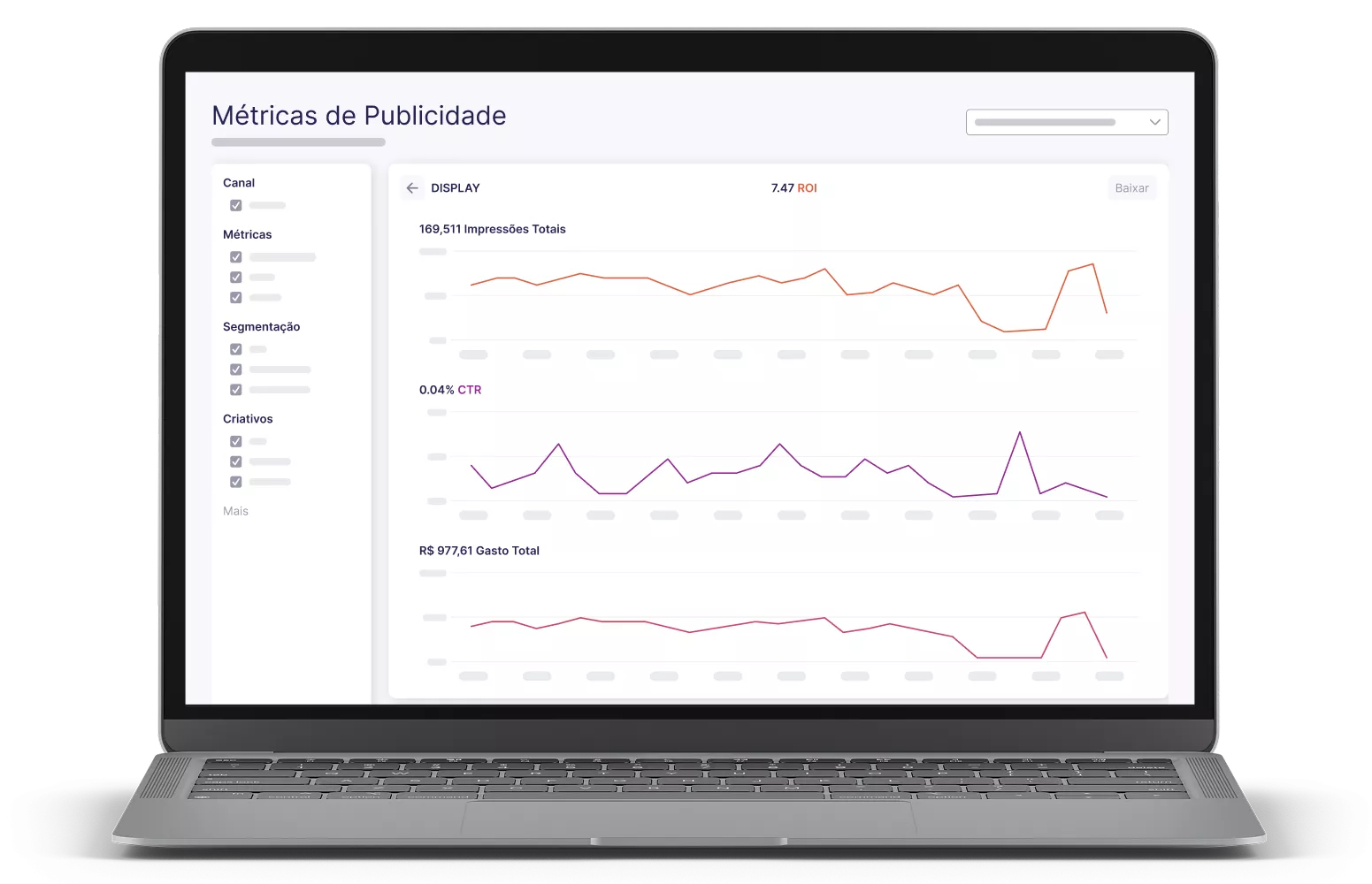 Laptop exibindo a plataforma de Sojern