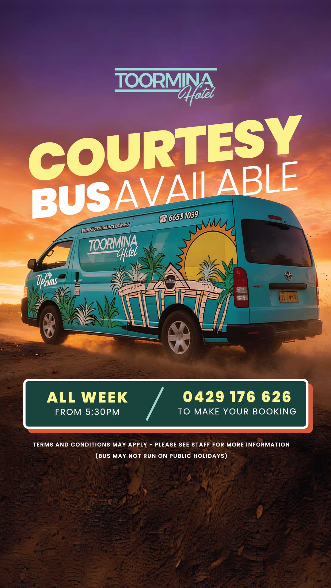 COURTESY BUS AVAILABLE