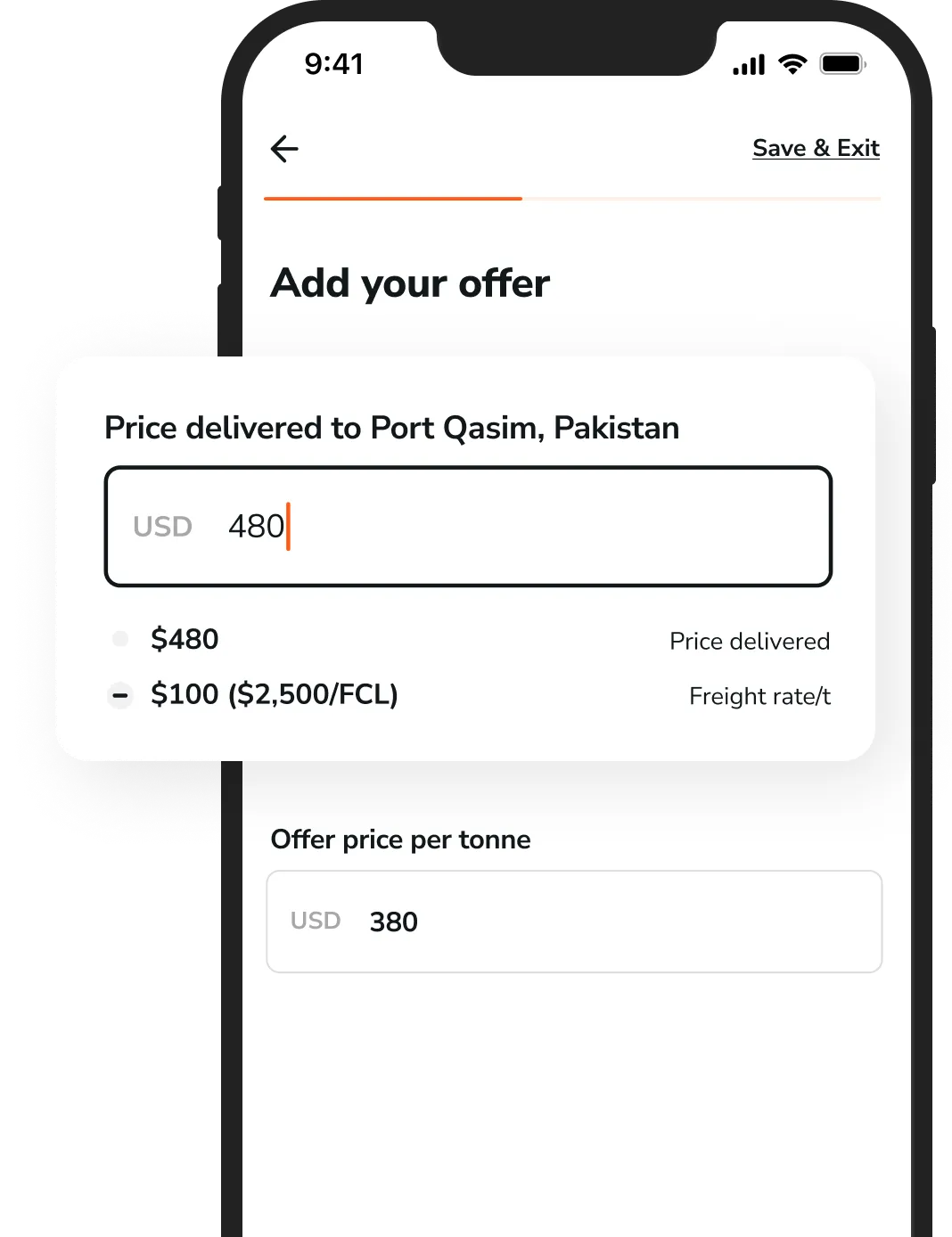 Buddy trade app UI displaying on demand freight rates