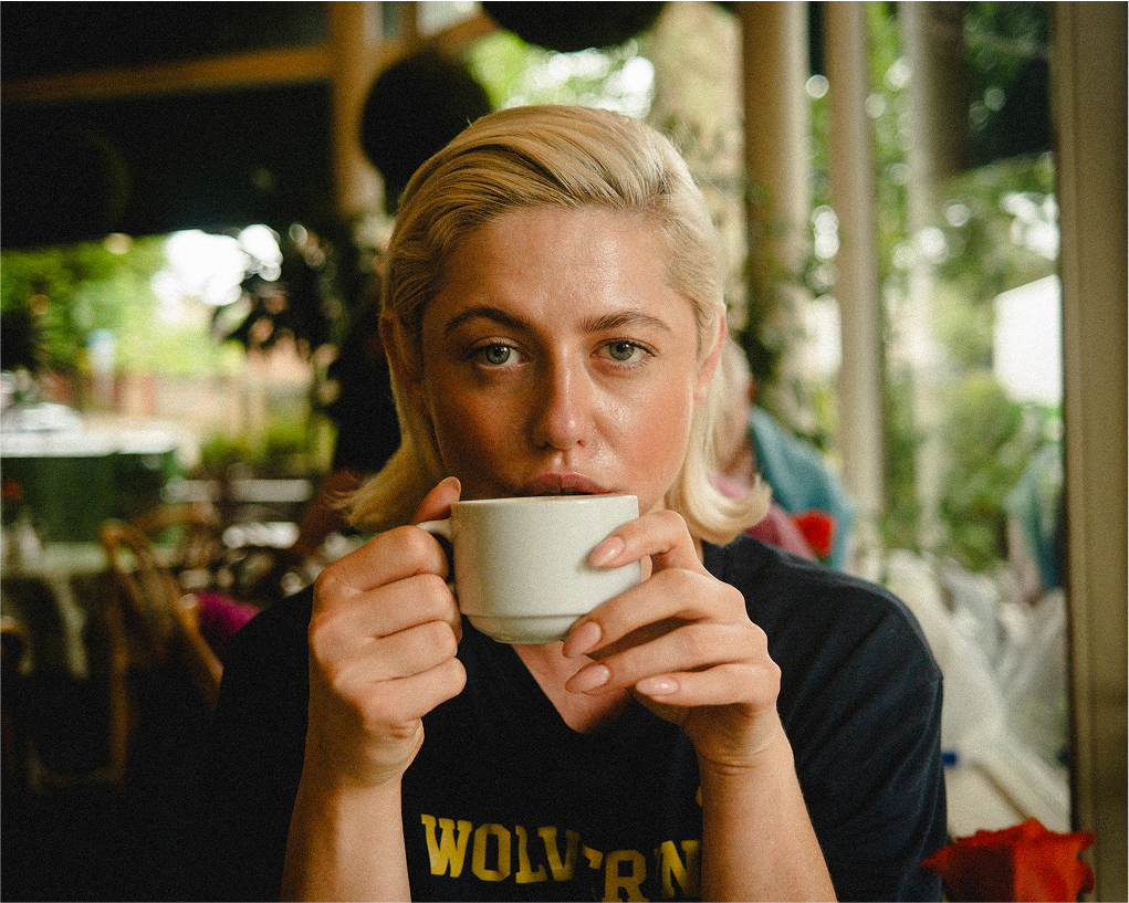 Motion blur portrait in monochrome, experimental fine art photography at Kew Gardens.