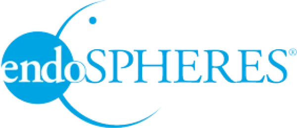 EndoSPHERES logo with blue circular and curved elements.