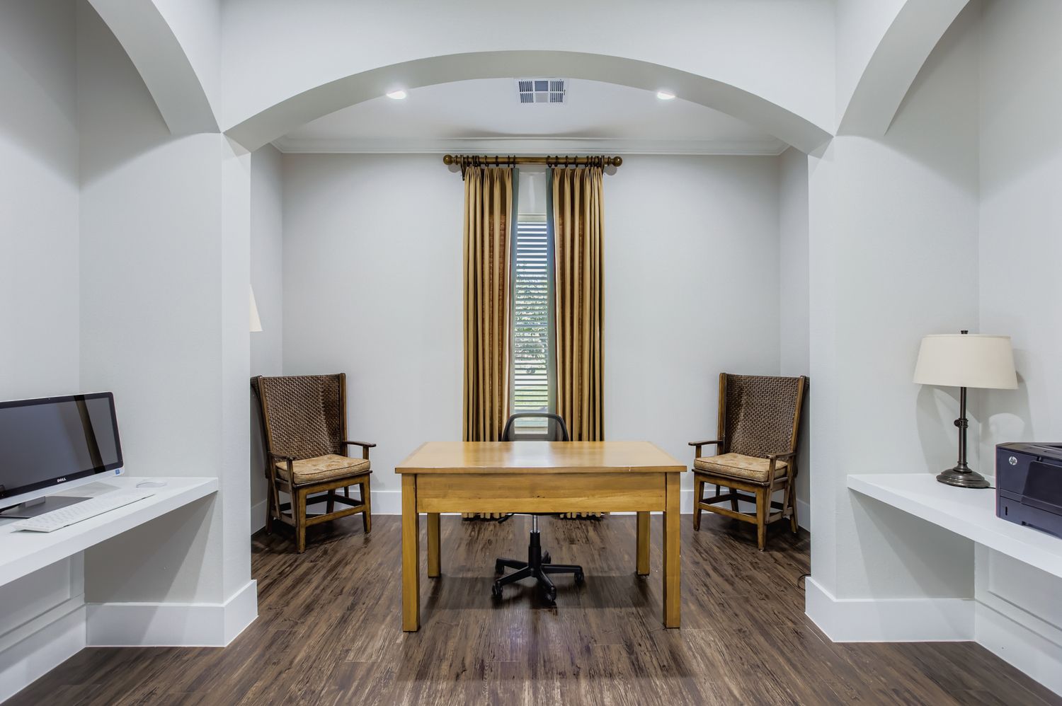 Computer desks in business center