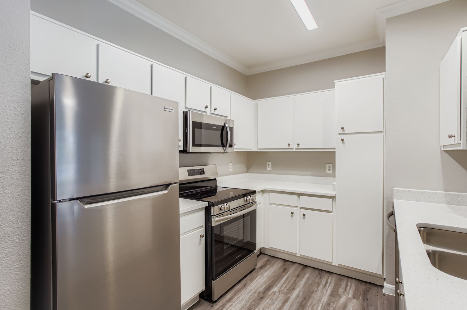 Kitchen with stainless steel appliances