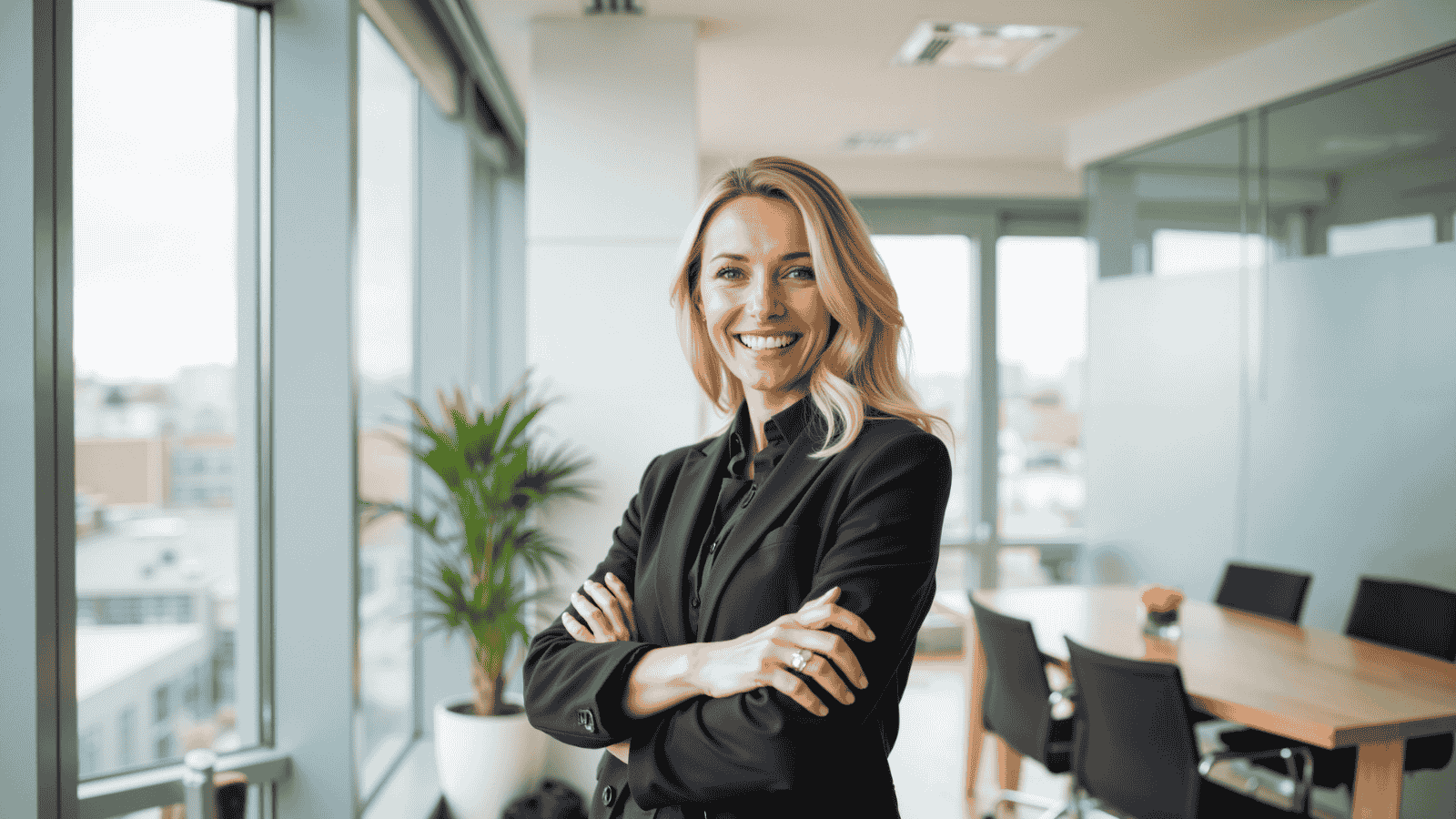 Confident business leader standing in a modern office, representing revenue leadership built on customer-centric growth strategies.