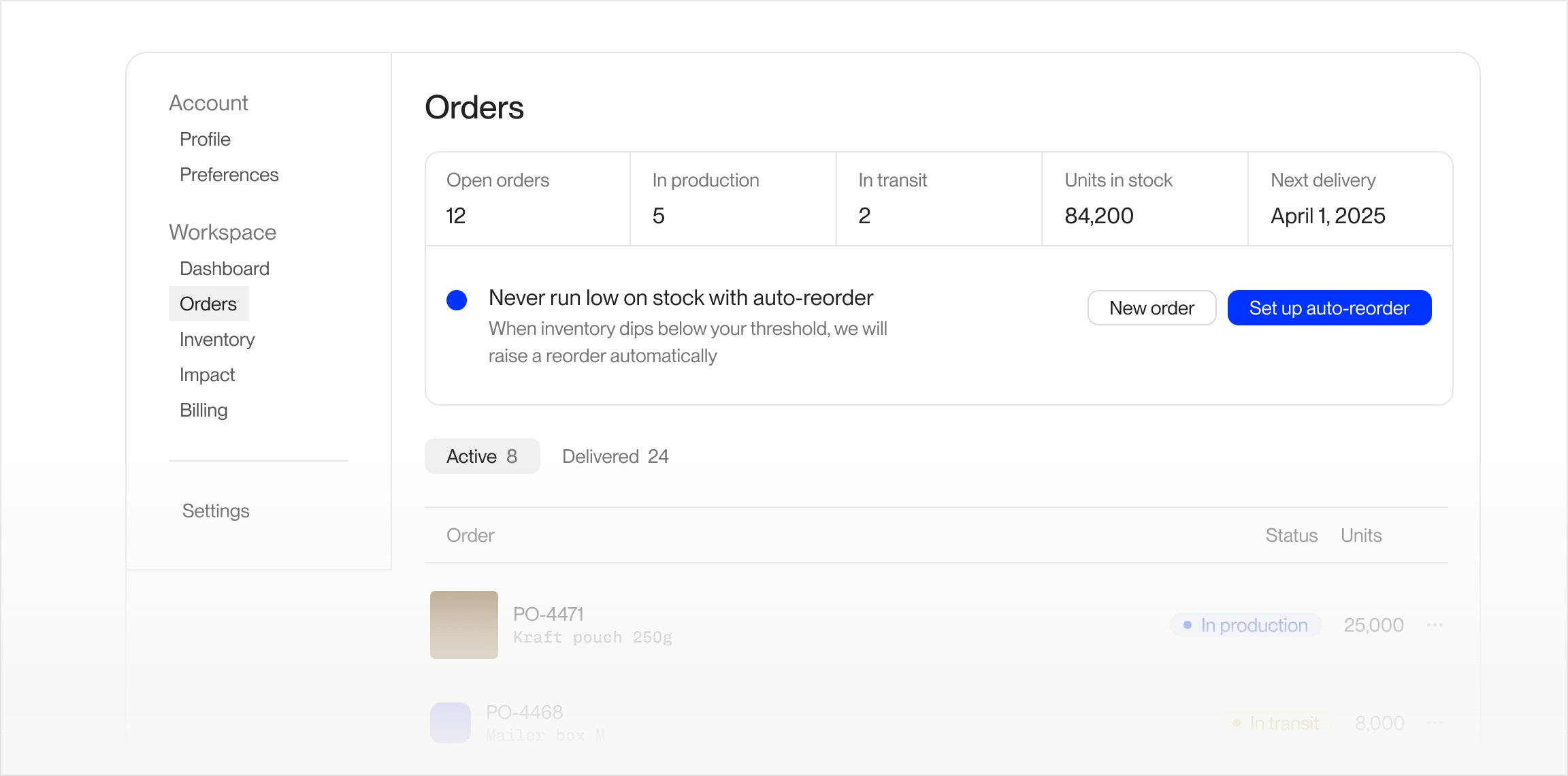 Grounded customer portal orders dashboard