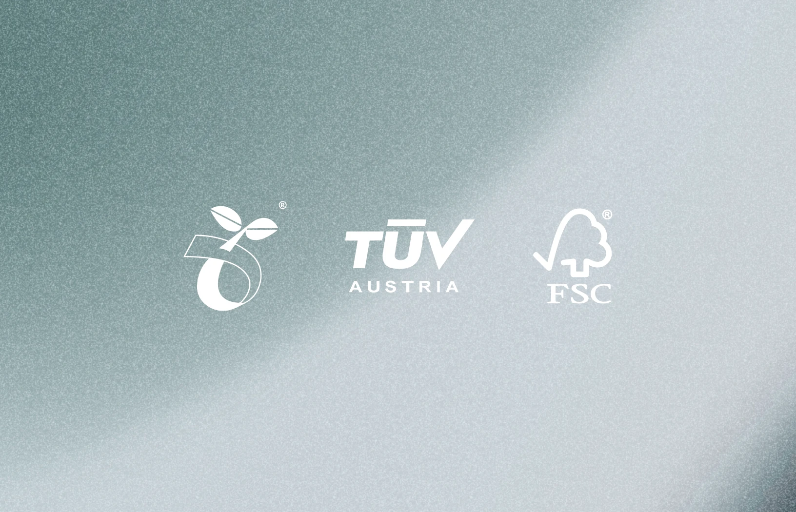 Compostable seedling, TÜV Austria and FSC certification logos